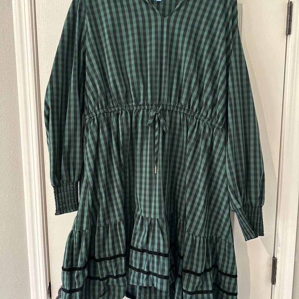 Draper James 3X Green and Black Gingham Dress - Picture 2 of 9
